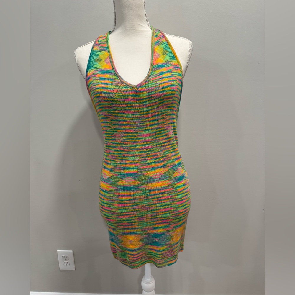 Thanne Multicolor Striped Backless Knit Dress